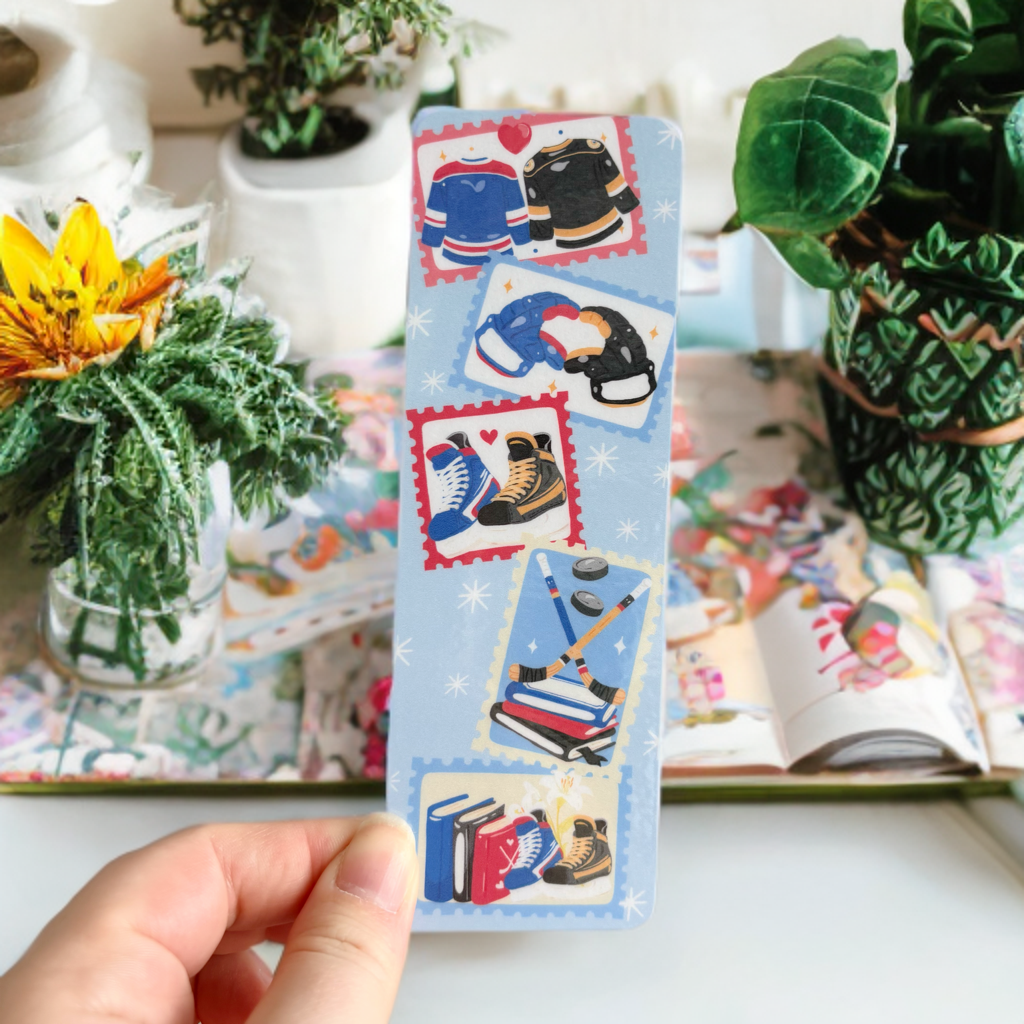 Hockey Romance Stamps Bookmark