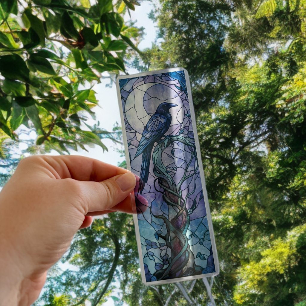 Stained Glass Style Raven Bookmark