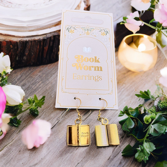 Book Worm Stainless Steel Earrings