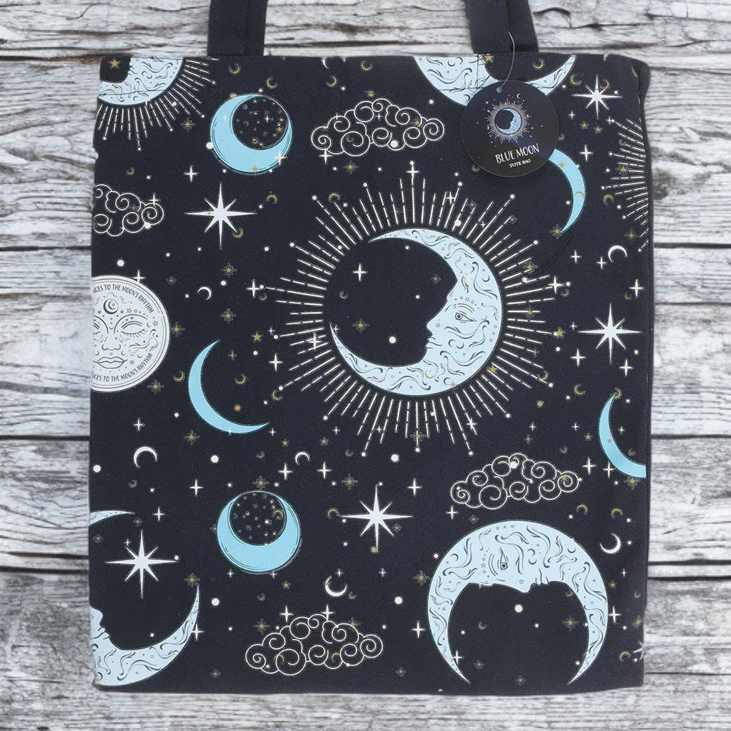 Blue Moon Print Polycotton Tote Bag