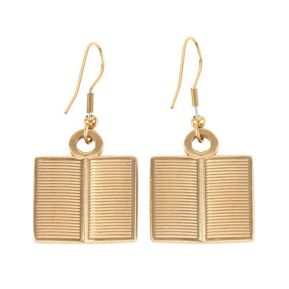 Book Worm Stainless Steel Earrings