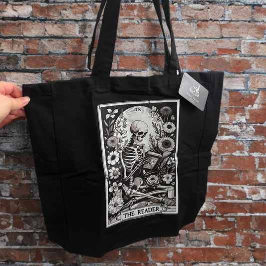 Black Bookish Tote Bag: The Reader