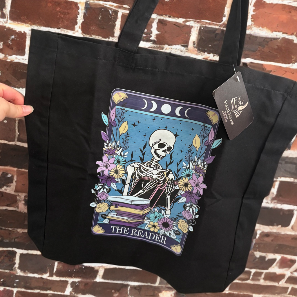 Black Bookish Tote Bag: The Reader