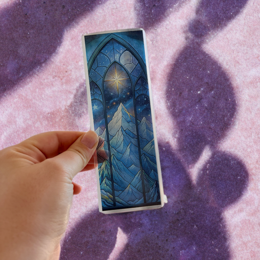 Stained Glass Style Starry Mountain Bookmark