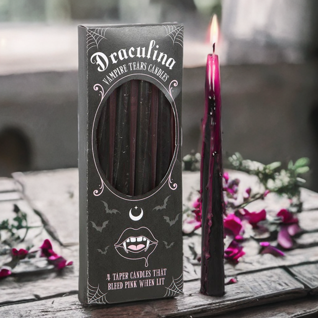 Pink Vampire Tears: Set of 4 Taper Candles