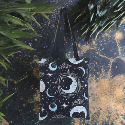 Blue Moon Print Polycotton Tote Bag