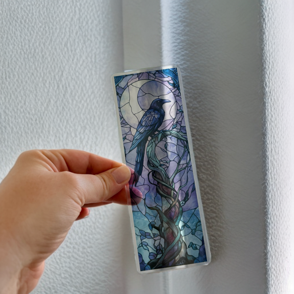 Stained Glass Style Raven Bookmark