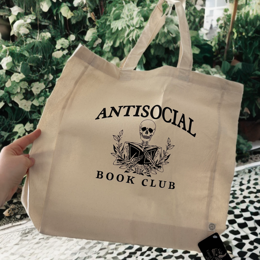 'Antisocial Book Club' Bookish Tote Bag